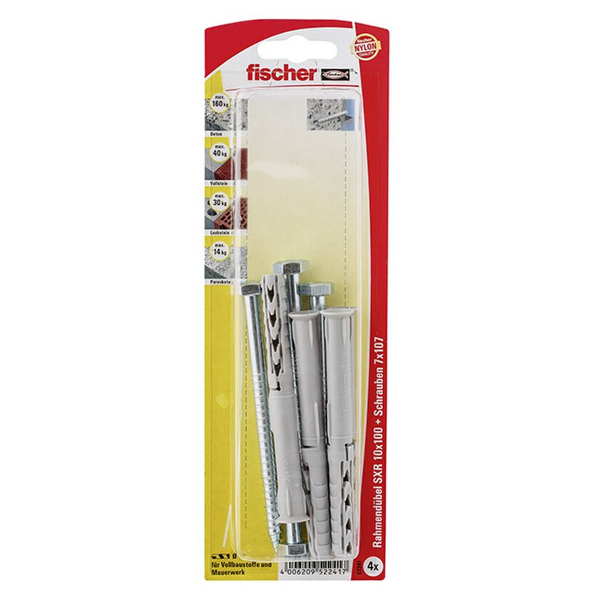 fischer Langschaftdübel SXR 10 x 100 SS Sechskantschraube 4 Stück