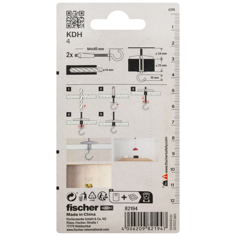 fischer Kippdübel KDH 4 mit Haken 2 Stück