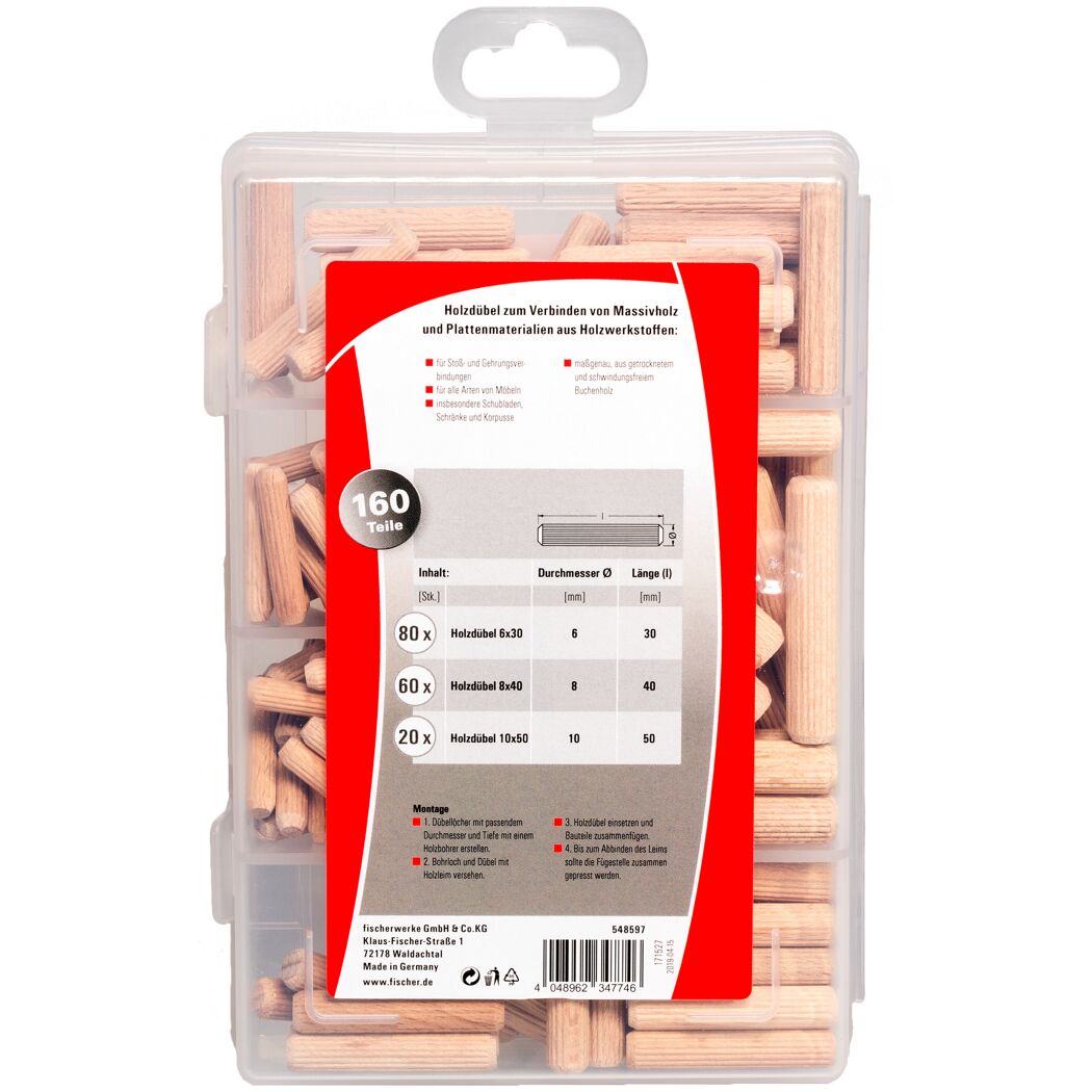Sortimentskasten mit Holzdübeln
