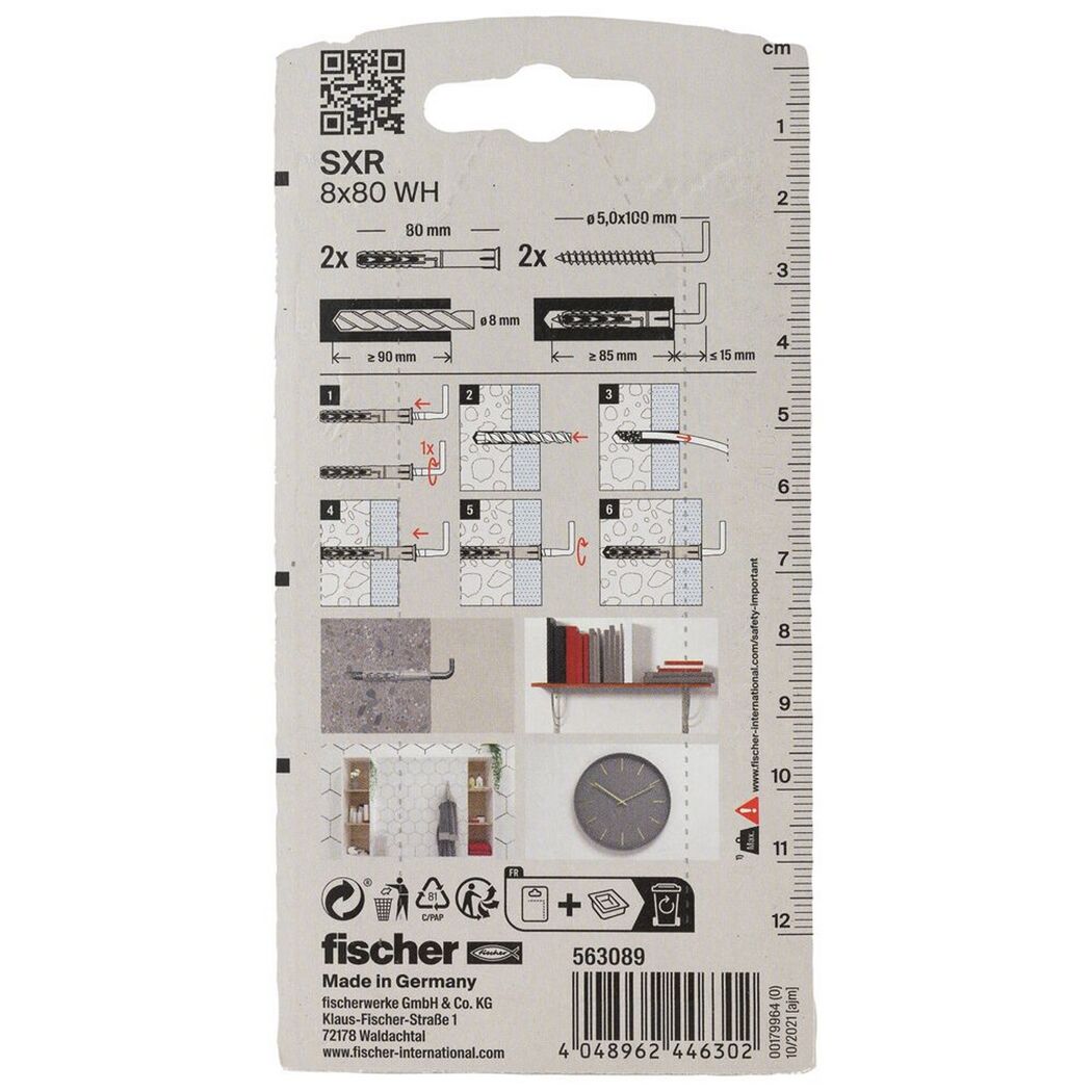 Fischer SXR 8x80 WH Dübel Verpackung
