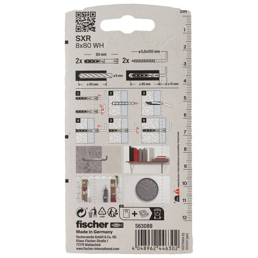 Fischer SXR 8x80 WH Dübel Verpackung