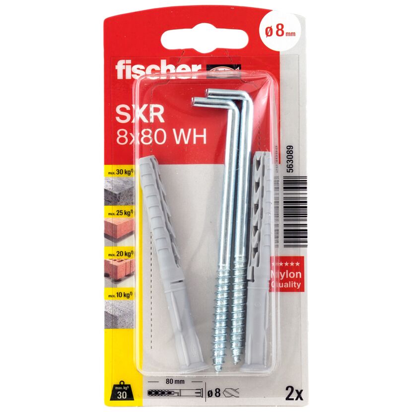 Zwei Fischer Langschaftdübel SKR 8x80 WH in Verpackung