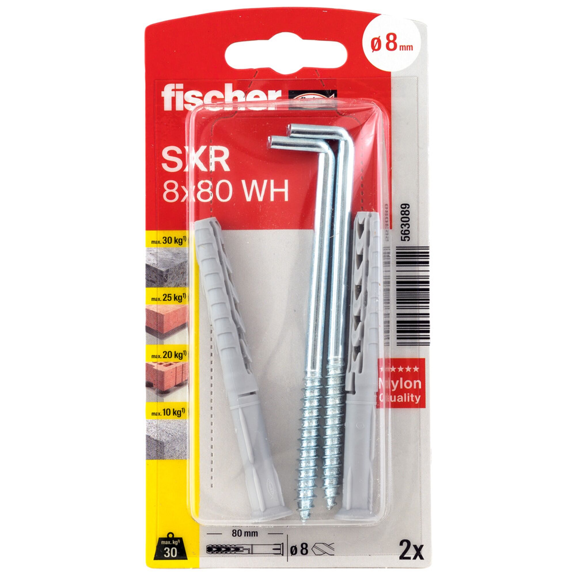 Zwei Fischer Langschaftdübel SKR 8x80 WH in Verpackung
