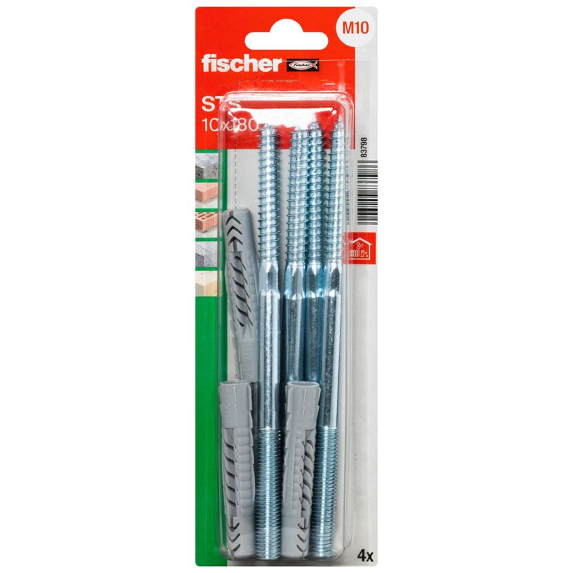 Fischer Stockschraube und Dübel, 4er Pack