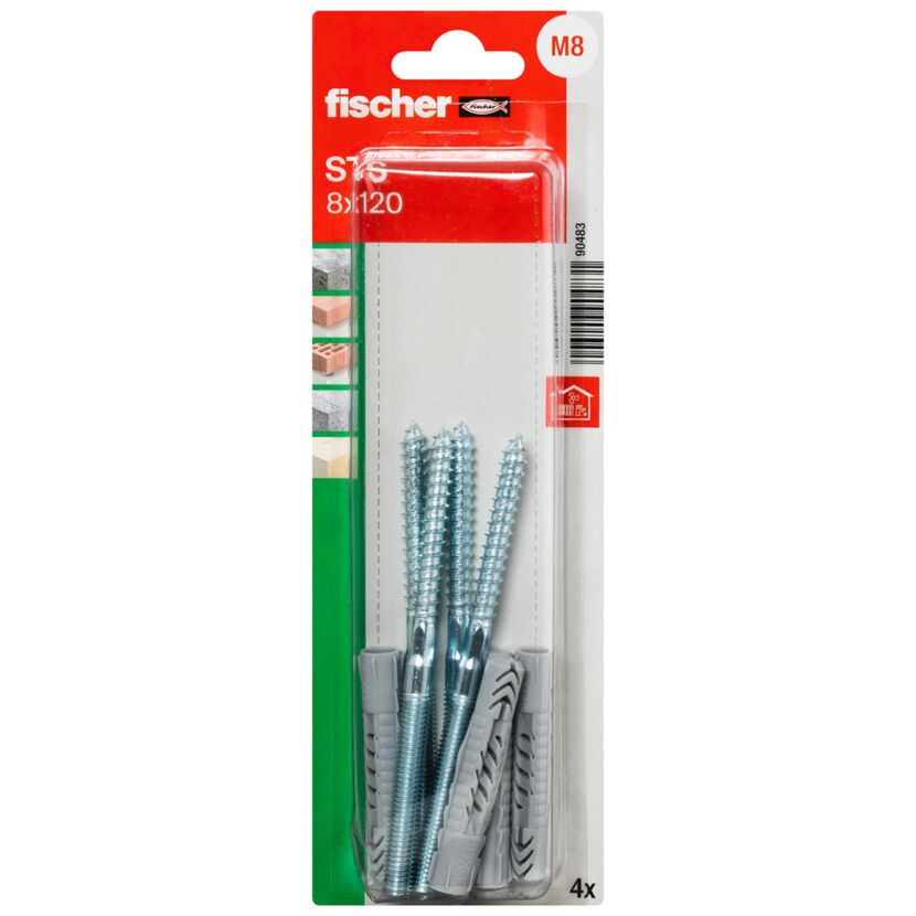 Fischer Stockschraube S12 8x120 mm mit Dübel