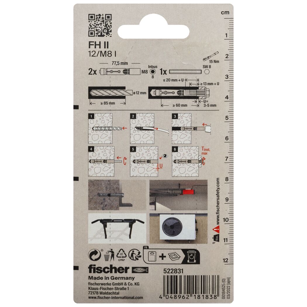 Fischer Hochleistungsanker FH II 12/M8 I mit Bohrer