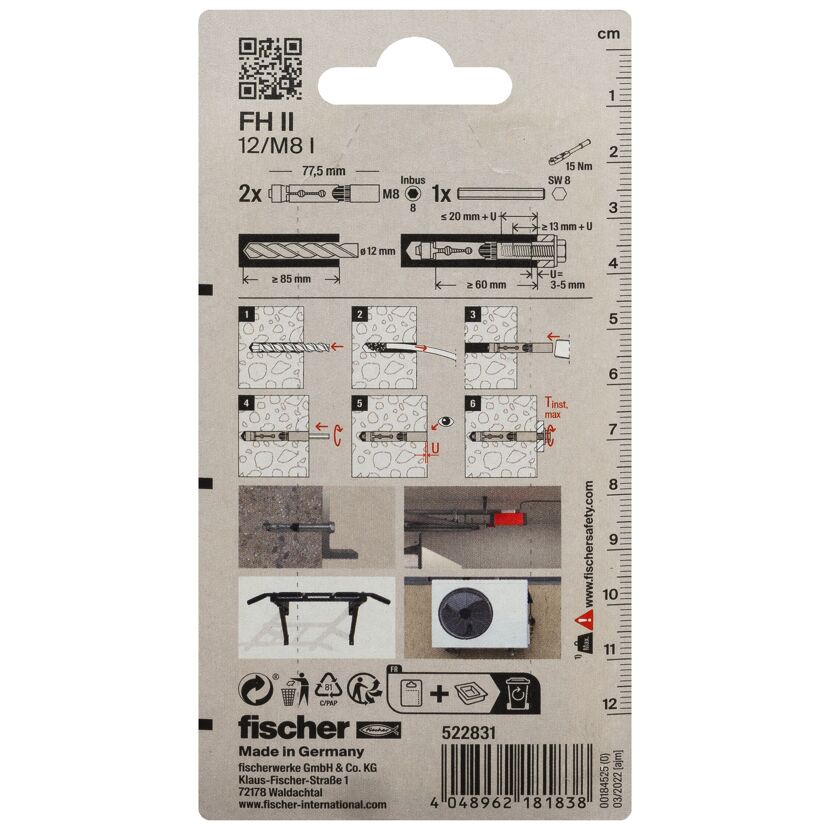 Fischer Hochleistungsanker FH II 12/M8 I mit Bohrer