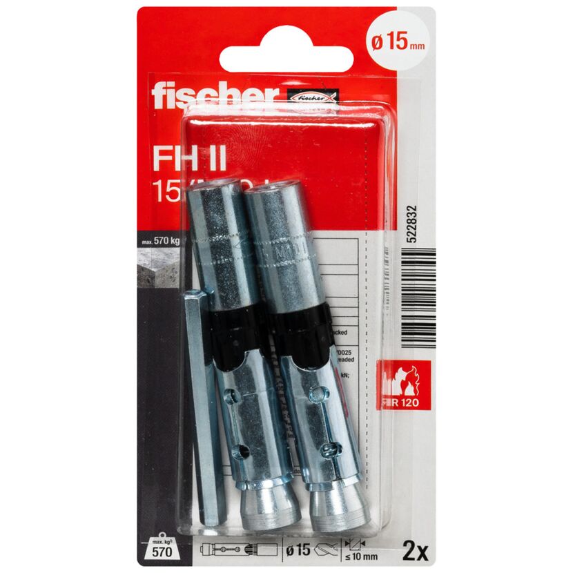Zwei Fischer FH II 15 Dübel in Verpackung