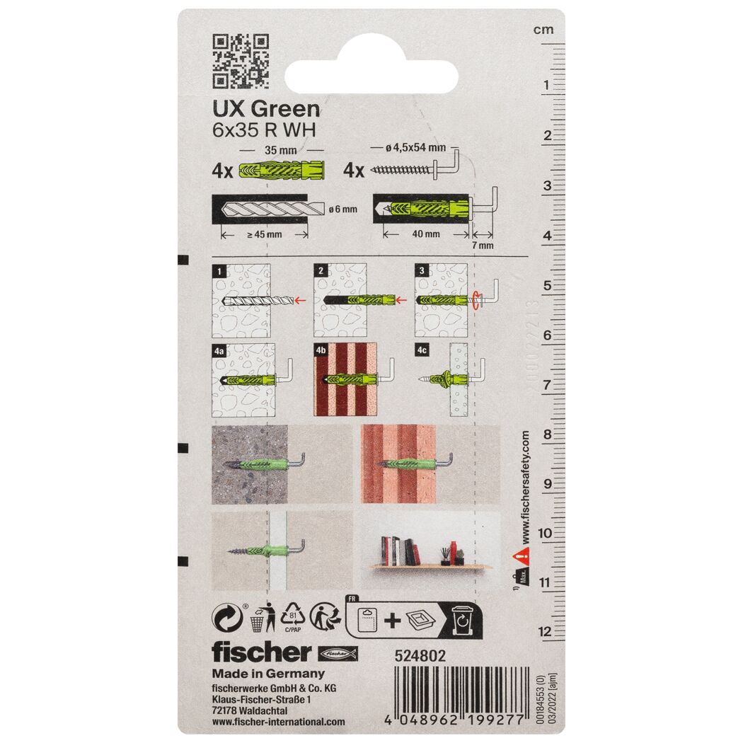 Fischer UX Green 6x35 R WH Dübel