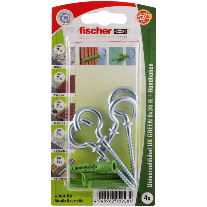 Fischer UX Green 6x35 R Rundhaken