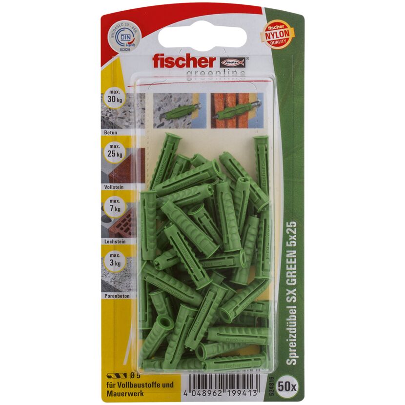 Fischer Spreizdübel SX GREEN 5x25 50 Stück