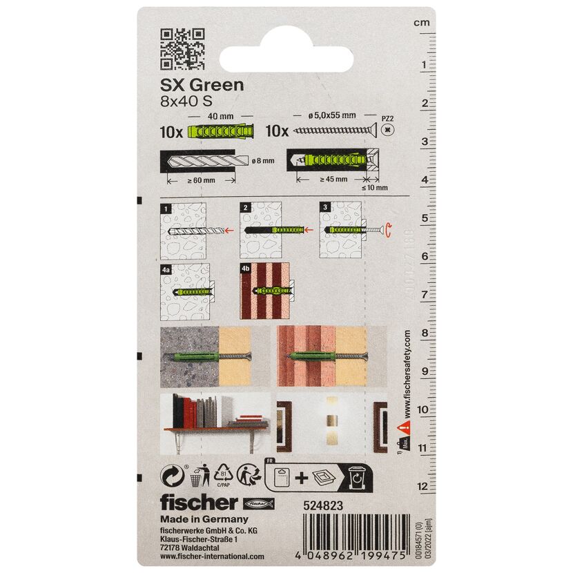 Fischer SX Green 8x40 S Dübel