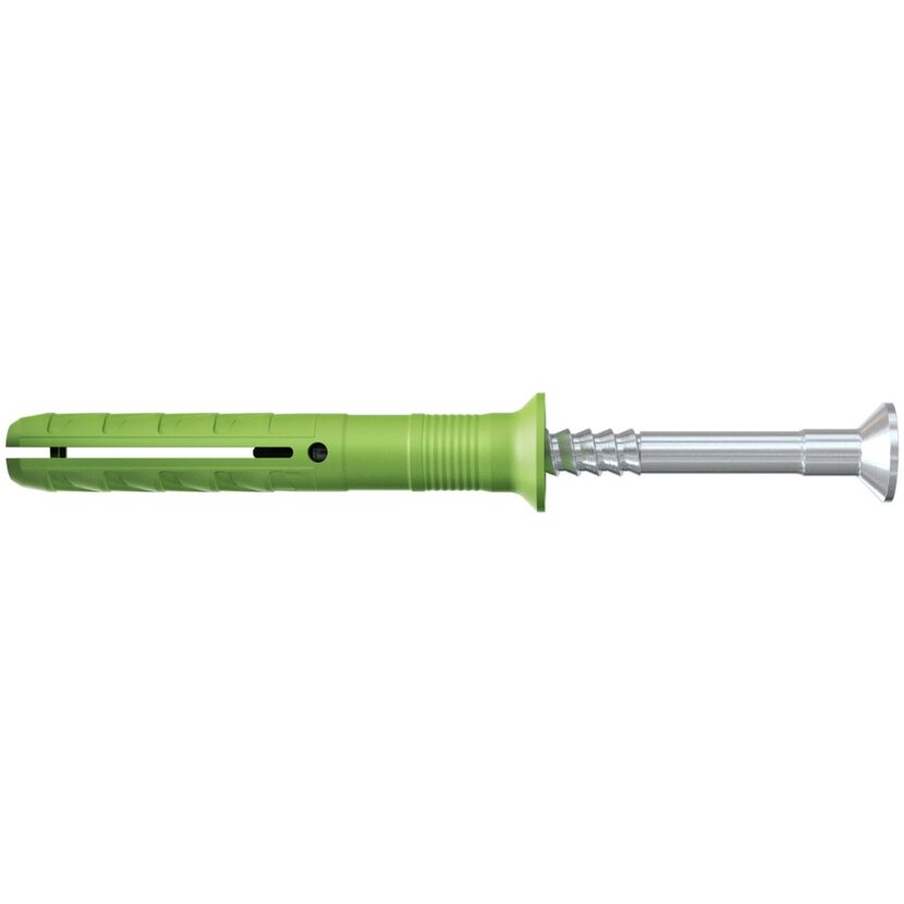 Grüner Nageldübel mit Schraube
