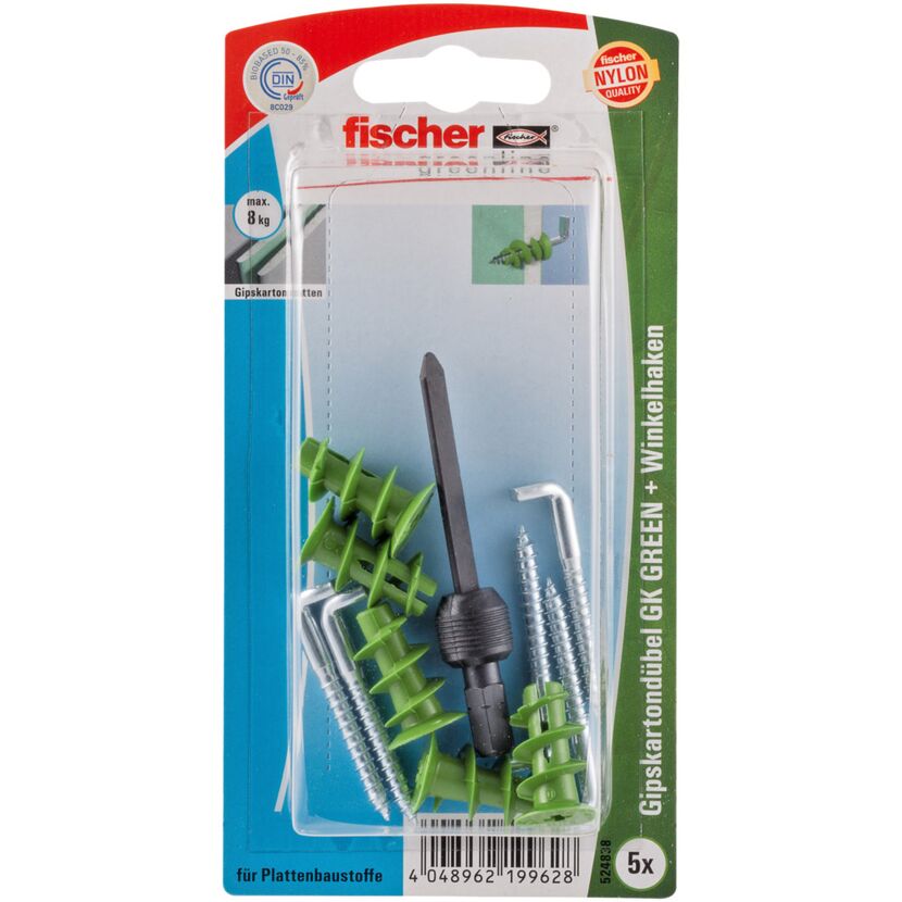 Fischer Gipskartondübel GK GREEN + Winkelhaken