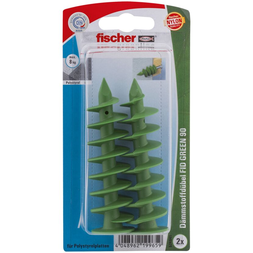Zwei Fischer FID Green 90 Dämmstoffdübel