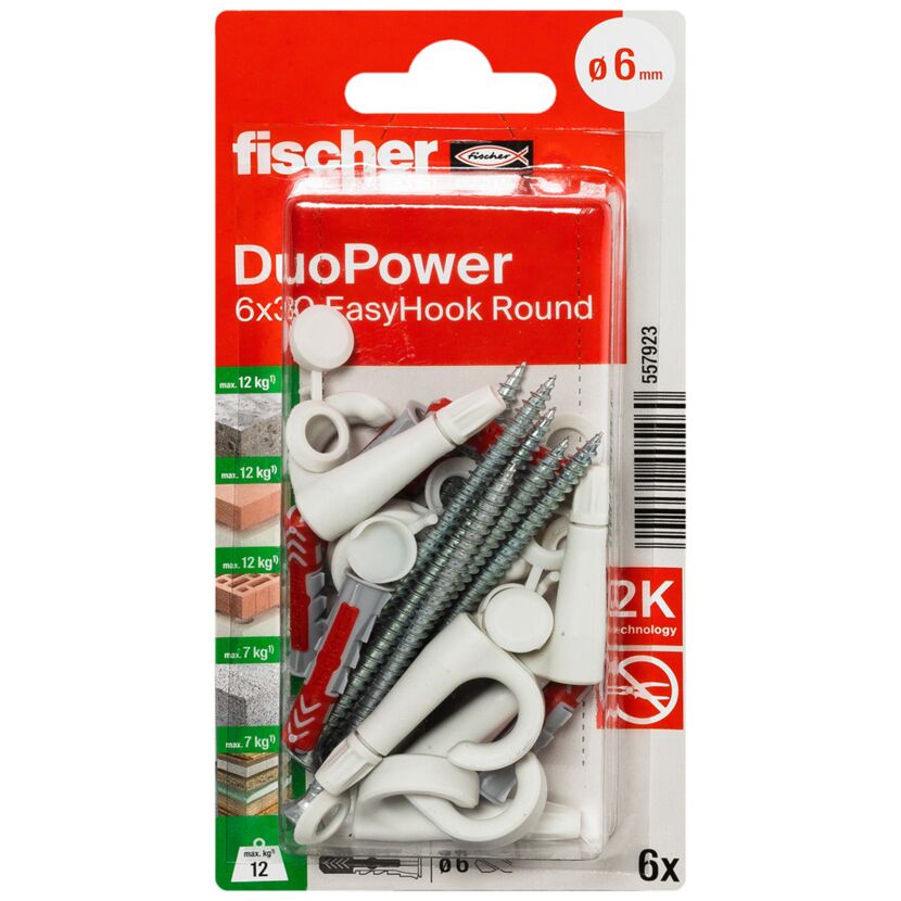 Fischer DuoPower EasyHook Round, 6 x 30 mm