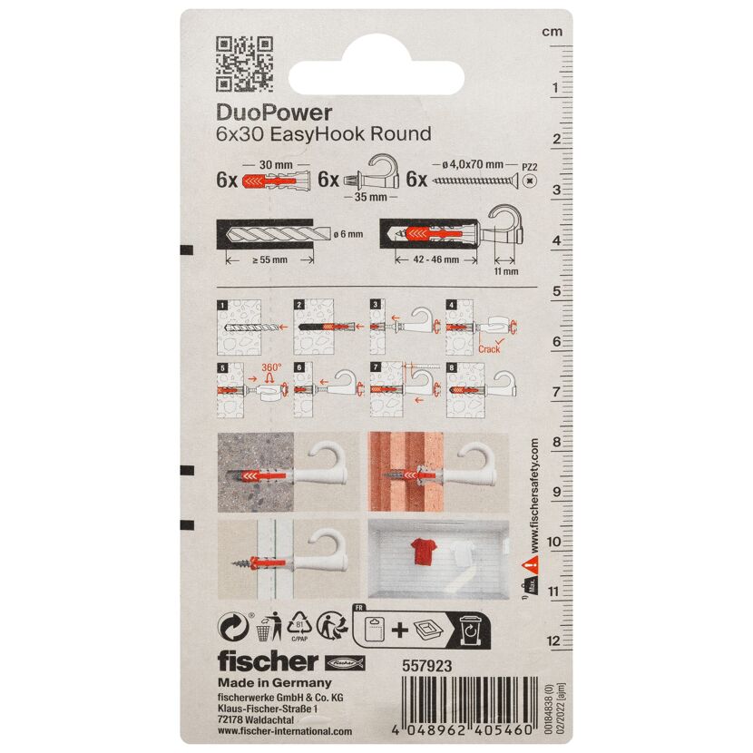 Fischer DuoPower 6x30 EasyHook Round Verpackung Rückseite