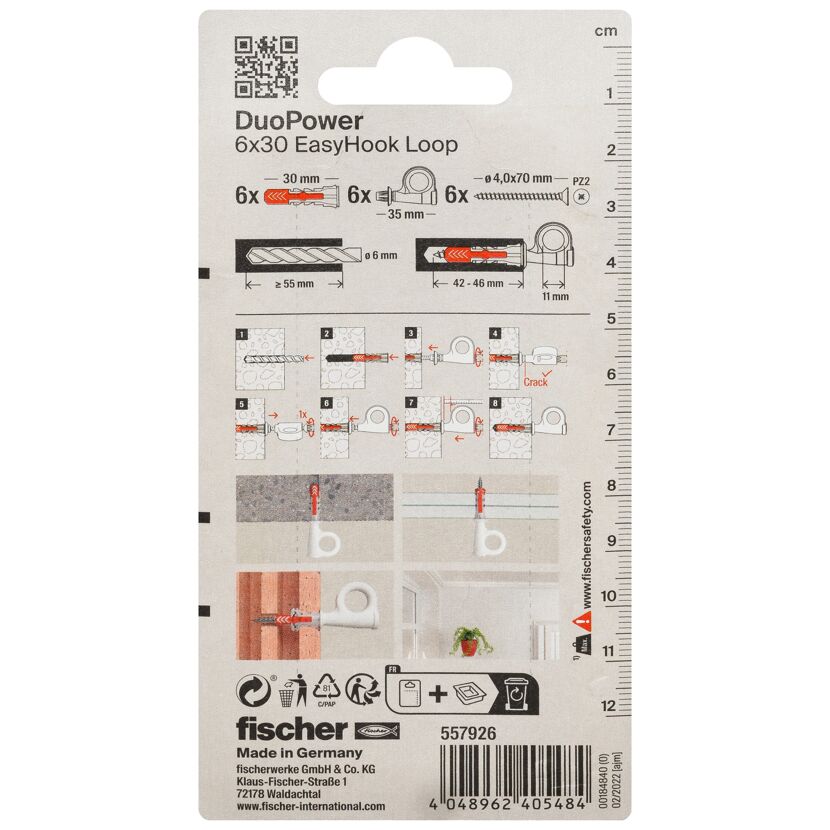 Fischer 6x30 EasyHook Loop Verpackung mit Anleitung