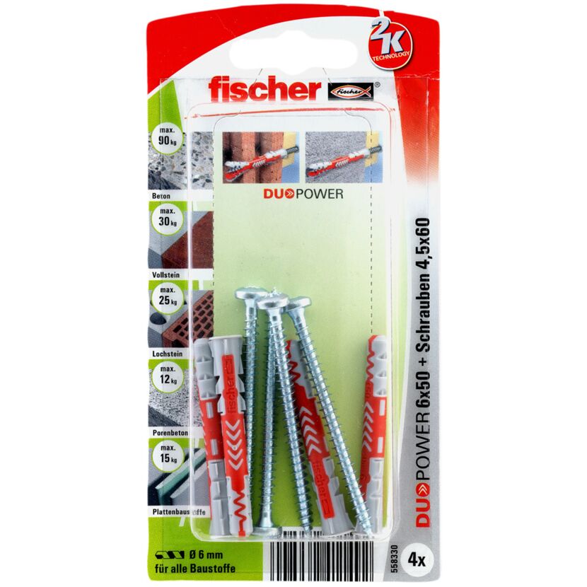 Fischer DUO POWER 6x50 Schrauben und Dübel