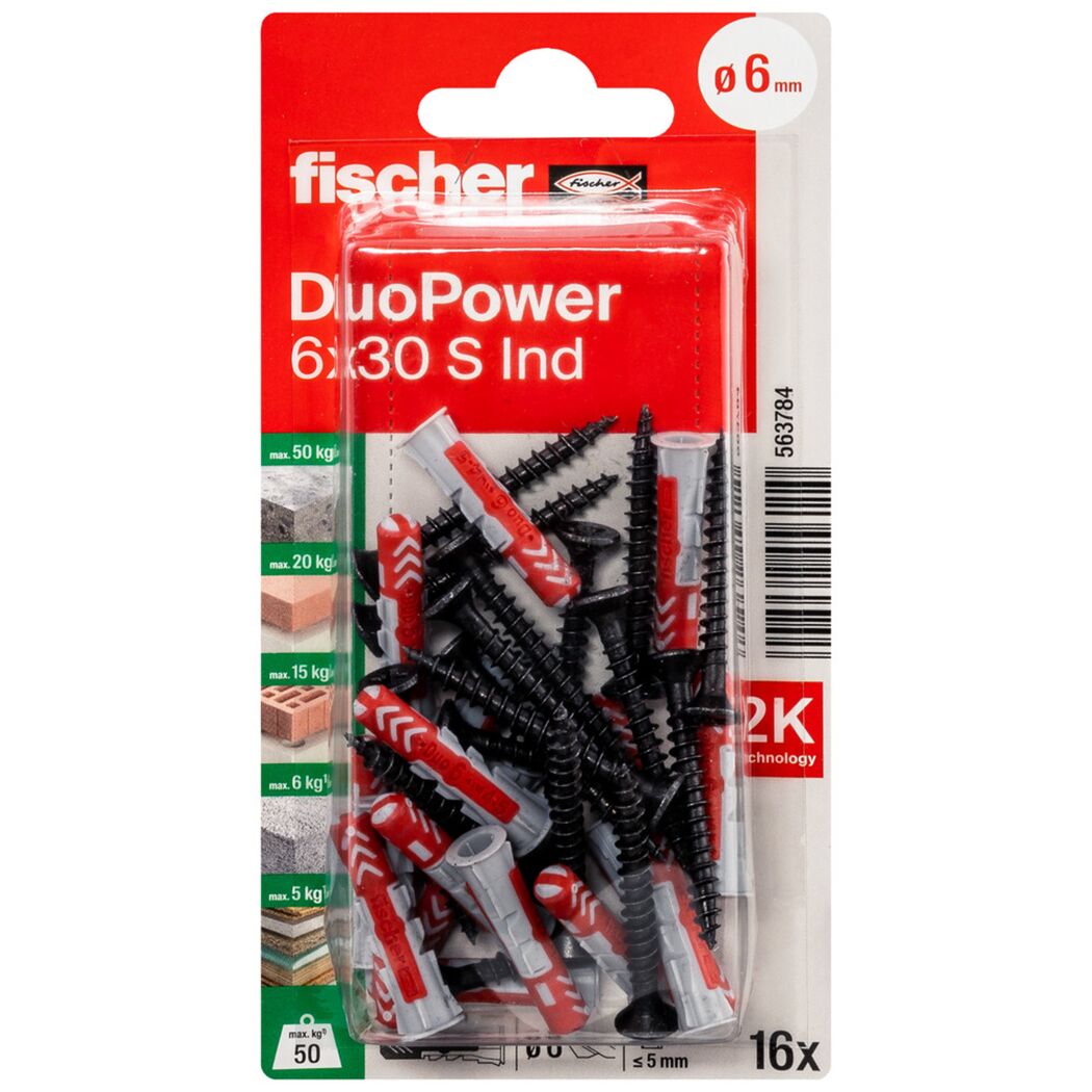 Fischer DuoPower 6x30 S Ind Dübel und Schrauben