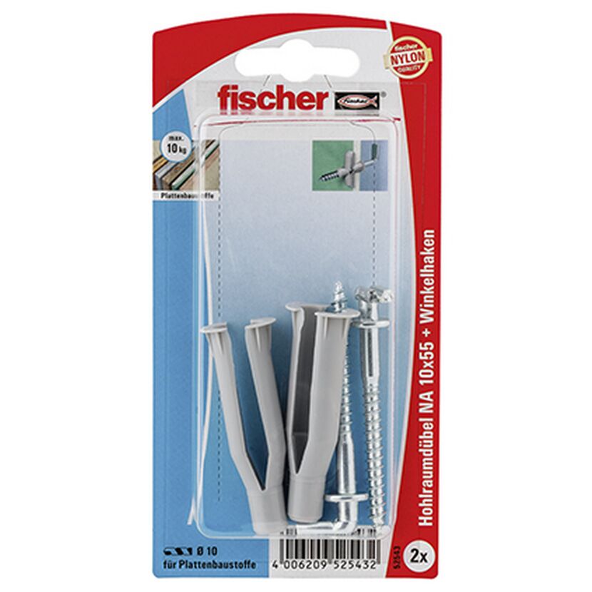 fischer Hohlraumdübel NA 10x55 WH mit Winkelhaken 2 Stück