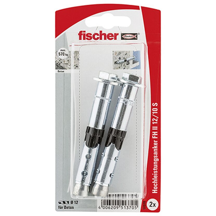 fischer Hochleistungsanker FH II 12/10 S mit Schraube 2 Stück