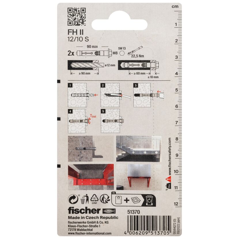 fischer Hochleistungsanker FH II 12/10 S mit Schraube 2 Stück