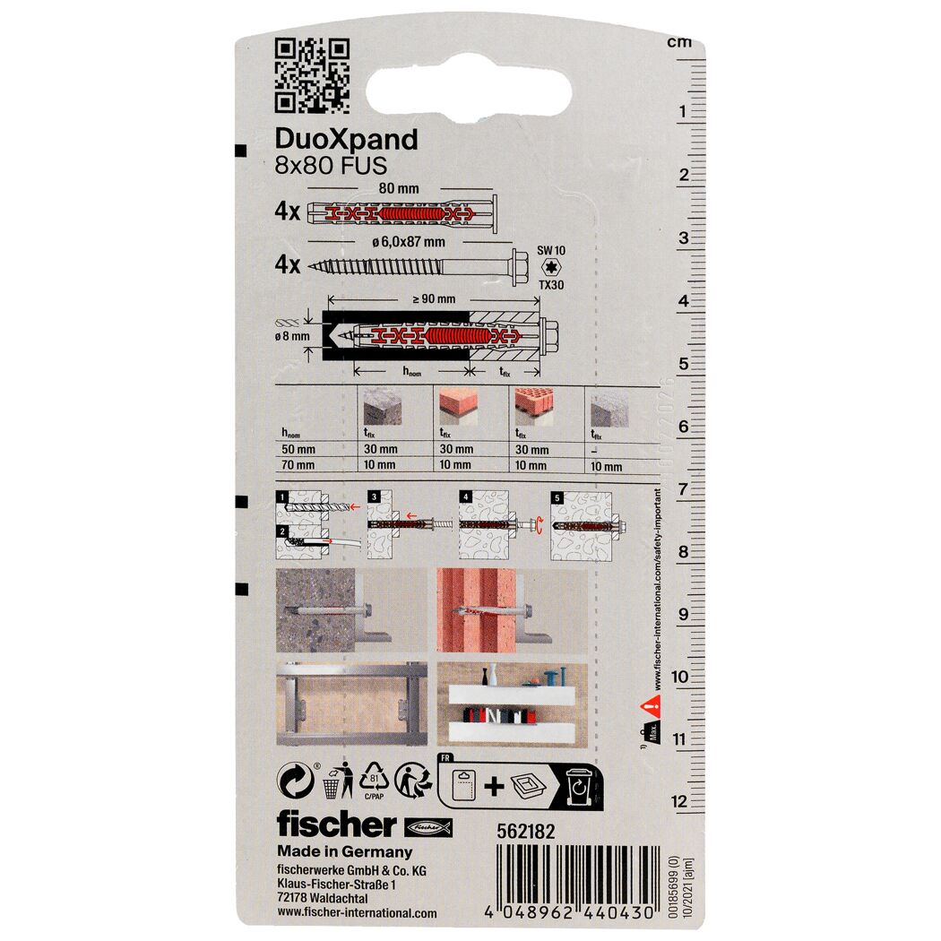 Fischer DuoXpand Dübel 8x80 mm