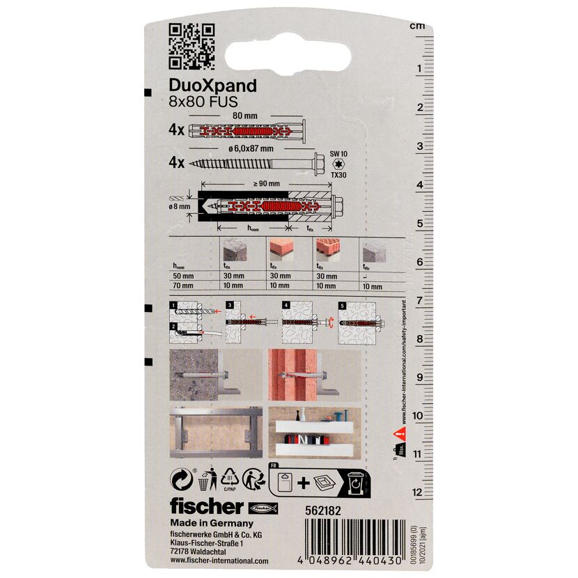 Fischer DuoXpand Dübel 8x80 mm