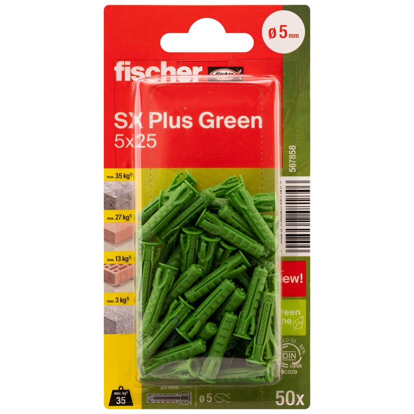 Spreizdübel-Set 'SX Plus Green' Ø 5 x 25 mm, 50-teilig