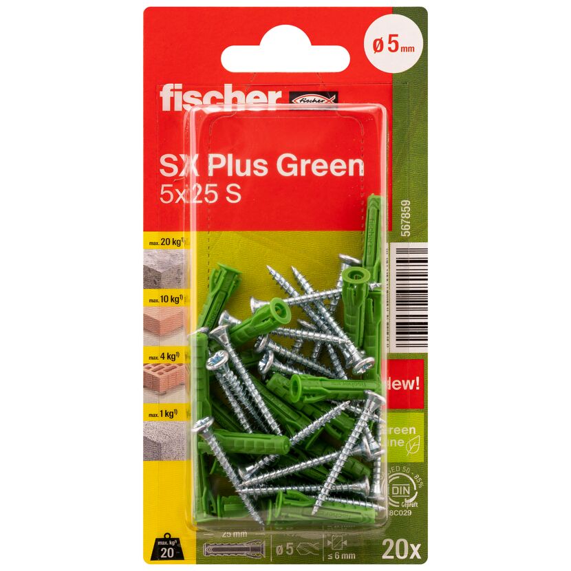 Fischer SX Plus Green 5x25 S Dübel