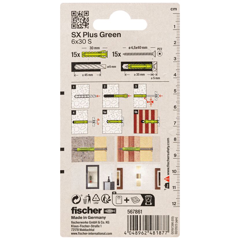 Spreizdübel-Set 'SX Plus Green' Ø 6 x 30 S mit Schraube, 30-teilig