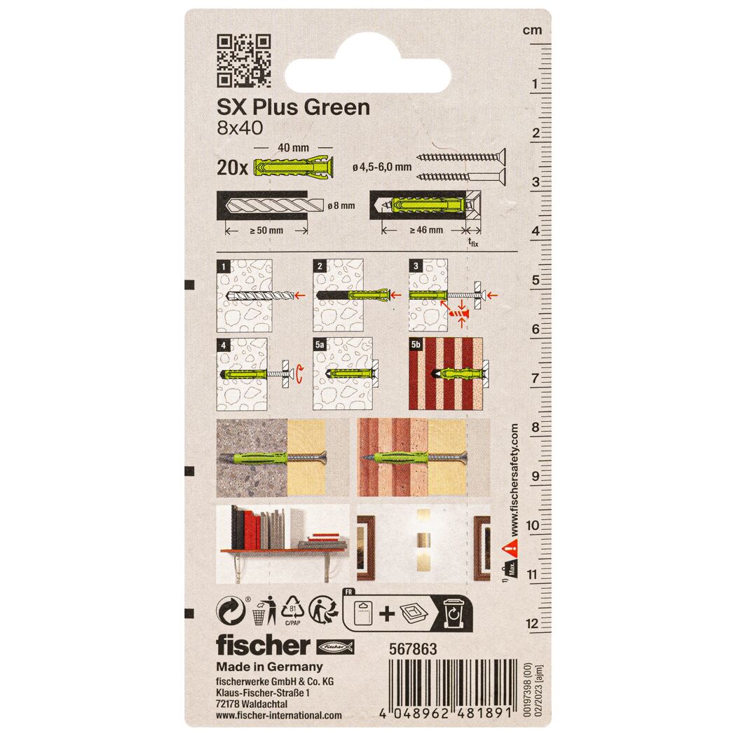 Fischer SX Plus Green Dübel, Anleitung