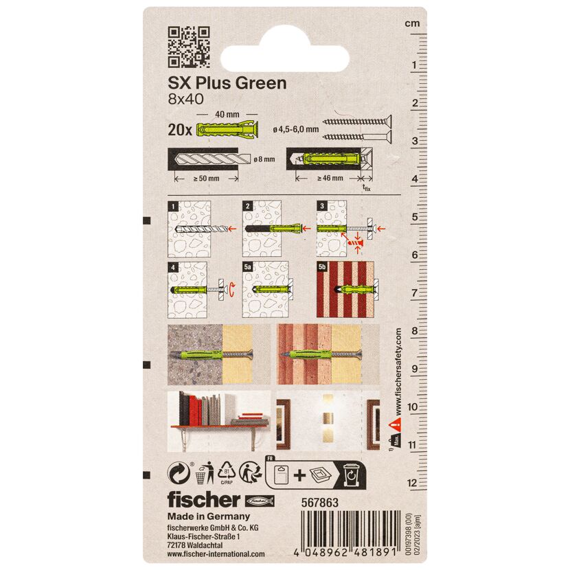 Fischer SX Plus Green Dübel, Anleitung