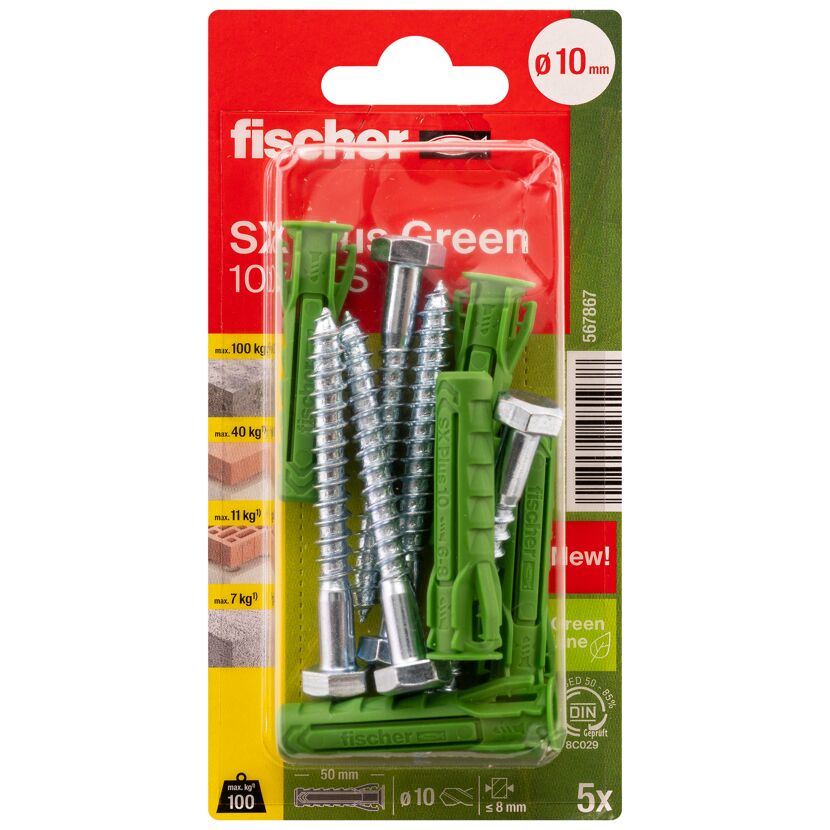 Fischer SX Plus Green Dübel 10 x 50 mm, 5 Stück