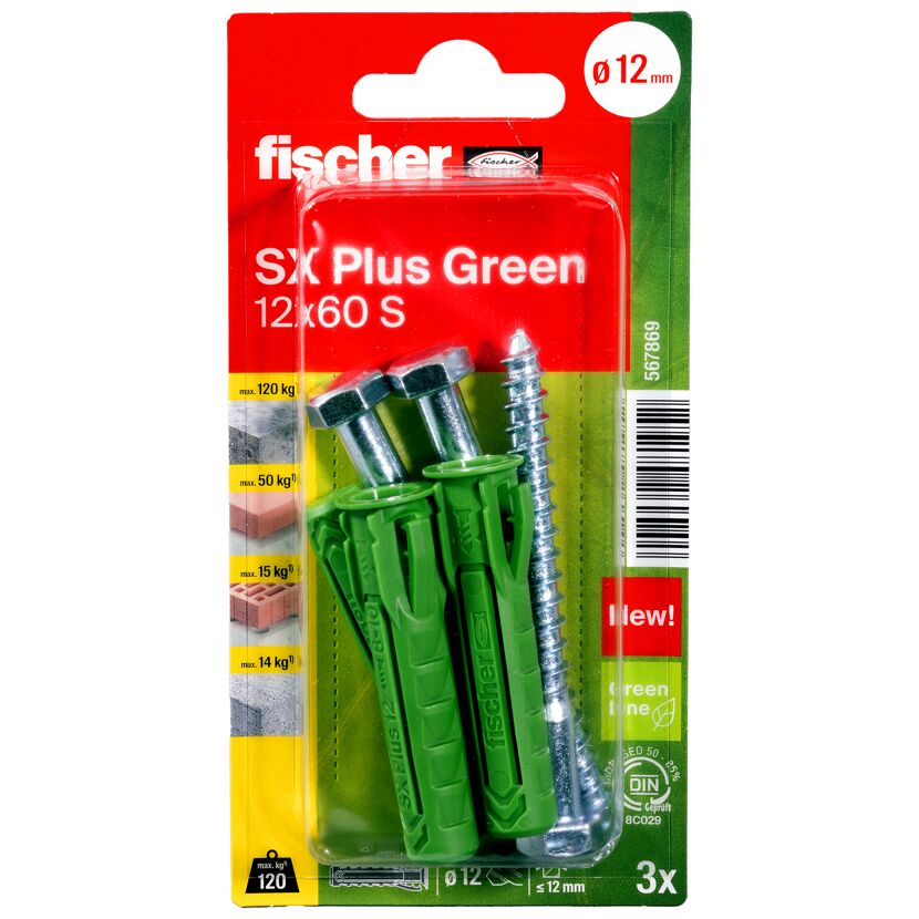 Fischer SX Plus Green Dübel 12 x 60 mm