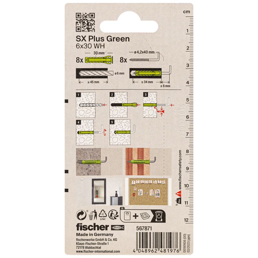 Fischer SX Plus Green 6x30 WH Dübel Verpackung