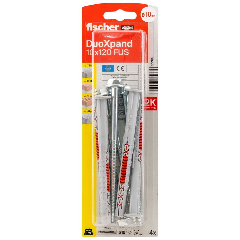 Langschaftdübel-Set 'DuoXPand' Ø 10 x 120 mm FUS mit Sechskantschraube, 8-teilig