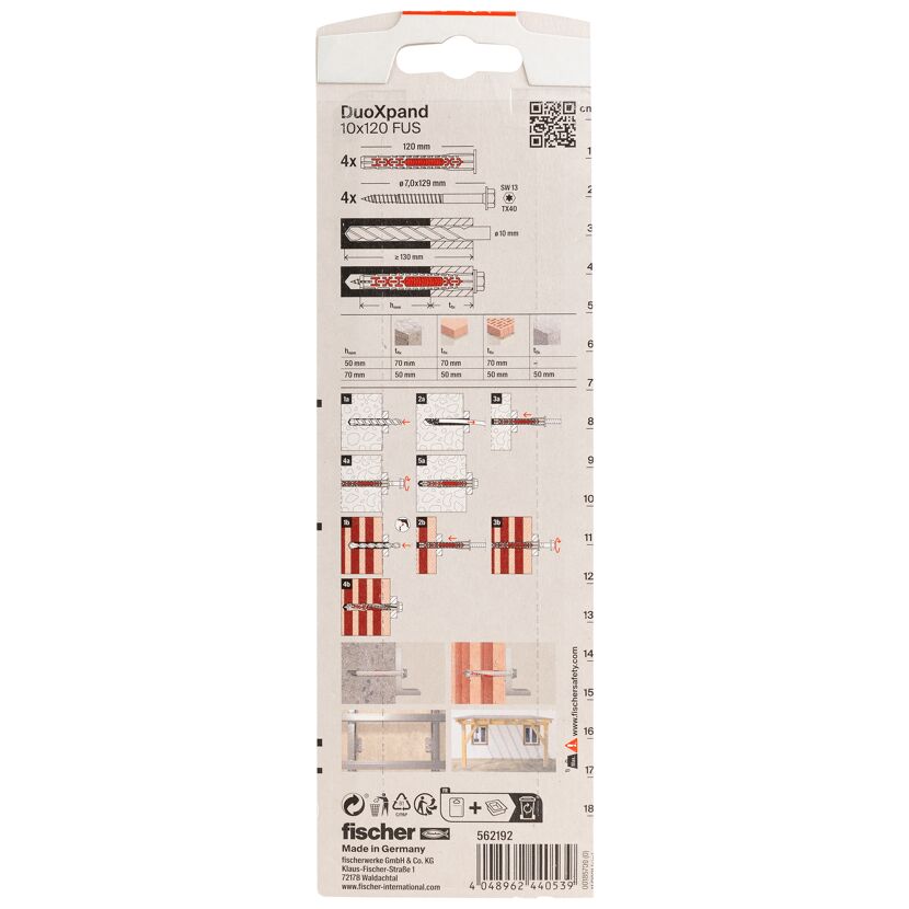 Langschaftdübel-Set 'DuoXPand' Ø 10 x 120 mm FUS mit Sechskantschraube, 8-teilig