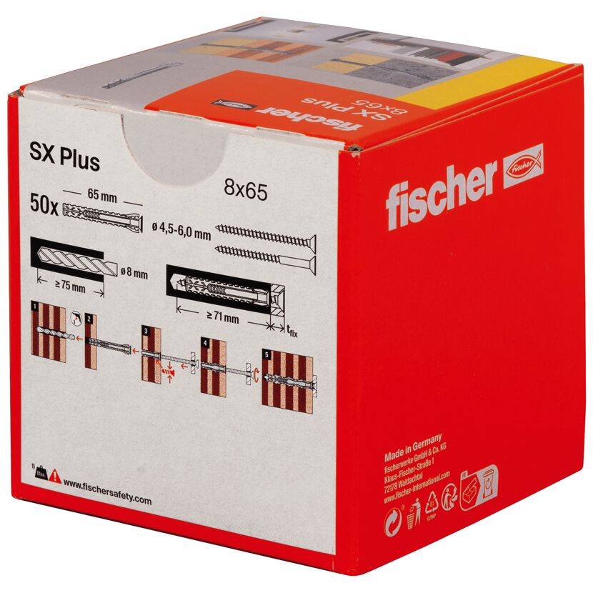 Fischer SX Plus Dübel 8x65mm, 50 Stück