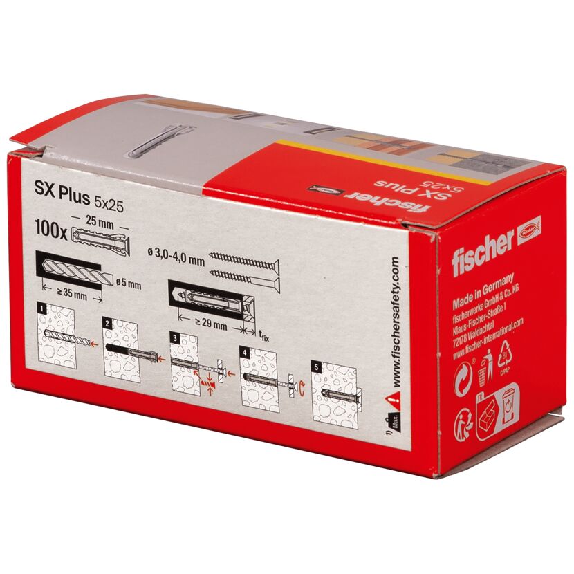 Spreizdübel-Set 'SX Plus' Ø 5 x 25 mm, 100-teilig