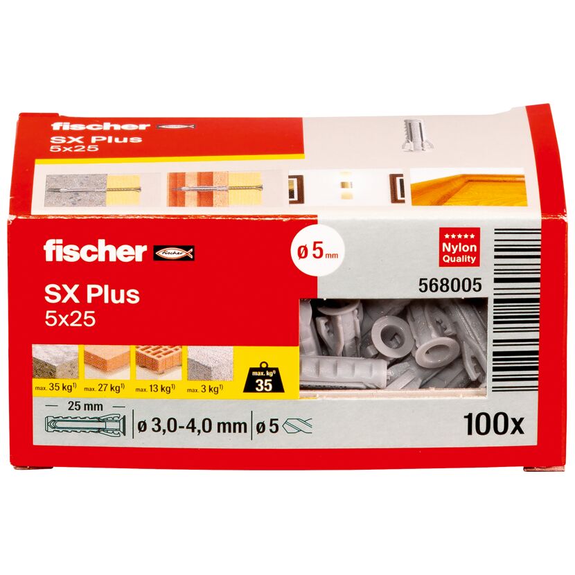 Spreizdübel-Set 'SX Plus' Ø 5 x 25 mm, 100-teilig
