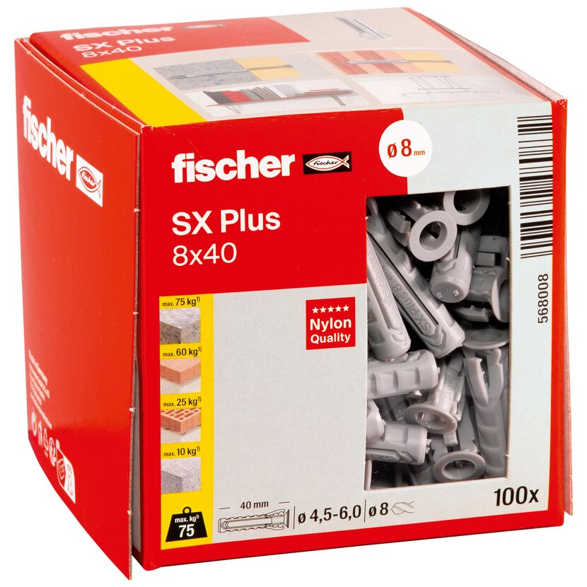 Fischer SX Plus 8x40 Dübel, 100 Stück