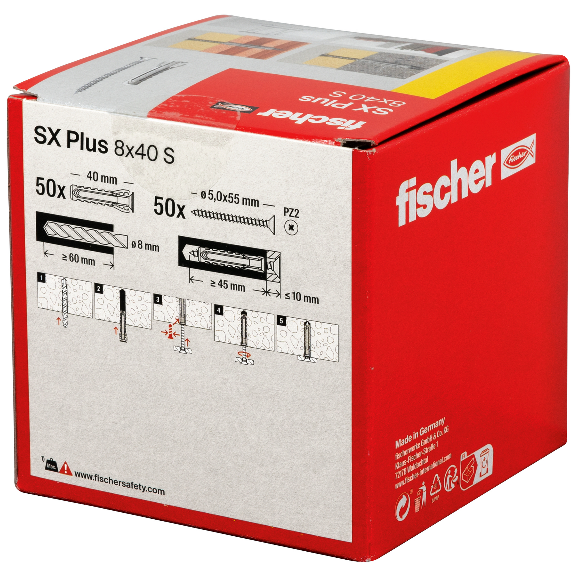Spreizdübel-Set 'SX Plus' Ø 8 x 40 mm S mit Schraube, 50-teilig + product picture
