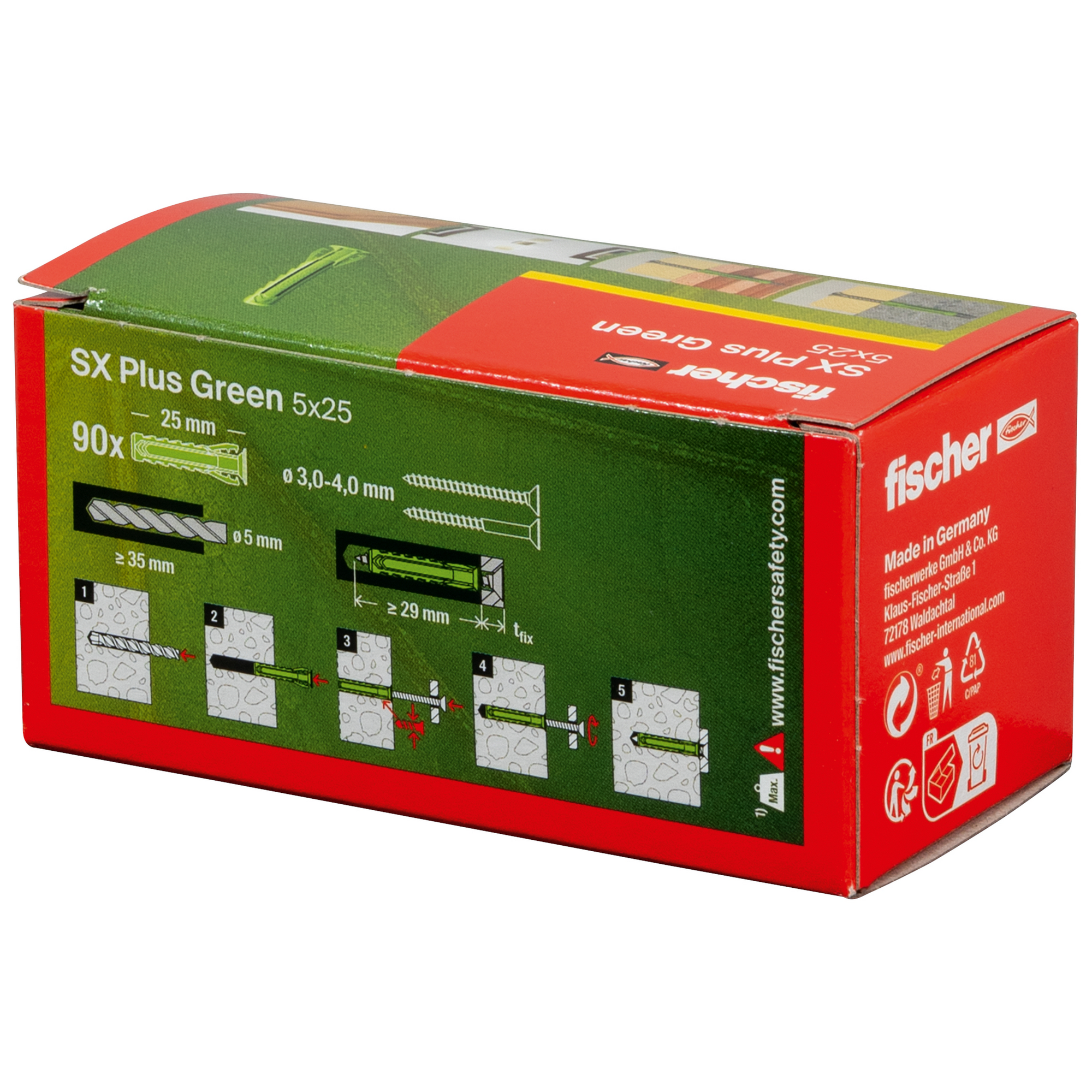 Spreizdübel-Set 'SX Plus Green' Ø 5 x 25 mm, 90-teilig + product picture