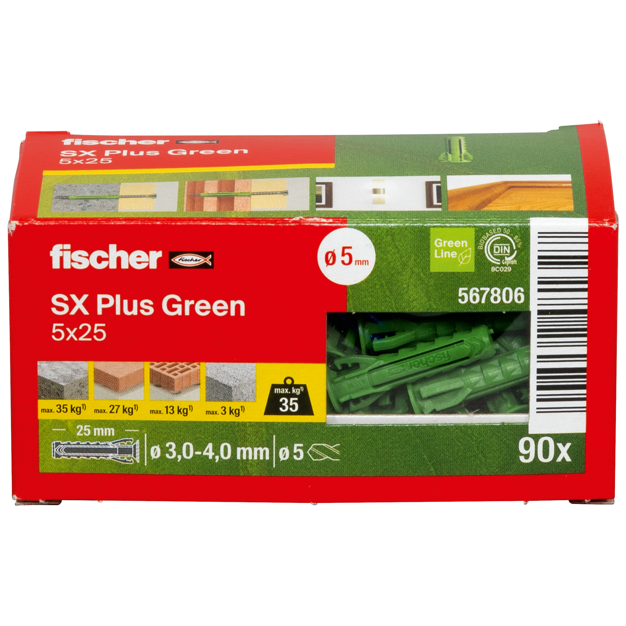 Spreizdübel-Set 'SX Plus Green' Ø 5 x 25 mm, 90-teilig + product picture