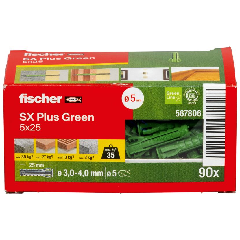 Fischer SX Plus Green Dübel, 90 Stück in Verpackung