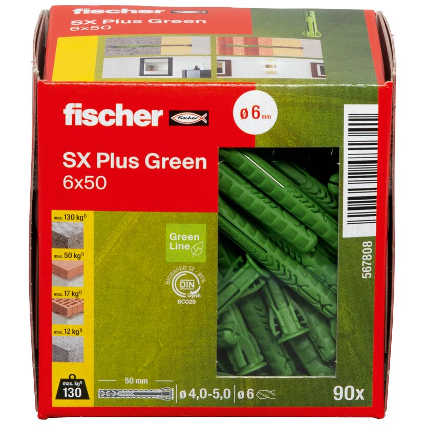 Spreizdübel-Set 'SX Plus Green' Ø 6 x 50 mm, 100-teilig