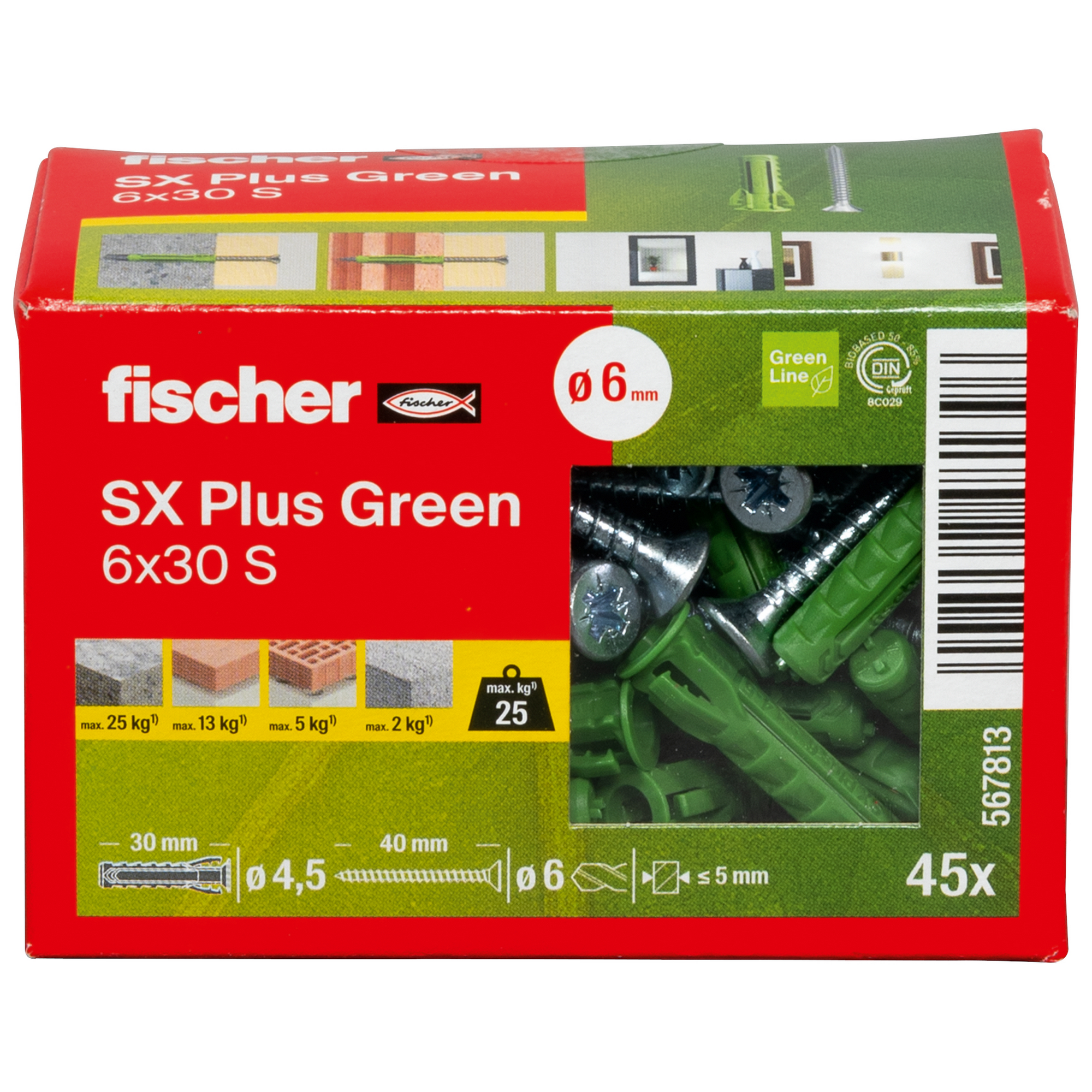 Spreizdübel-Set 'SX Plus Green' Ø 6 x 30 mm S mit Schraube, 90-teilig + product picture