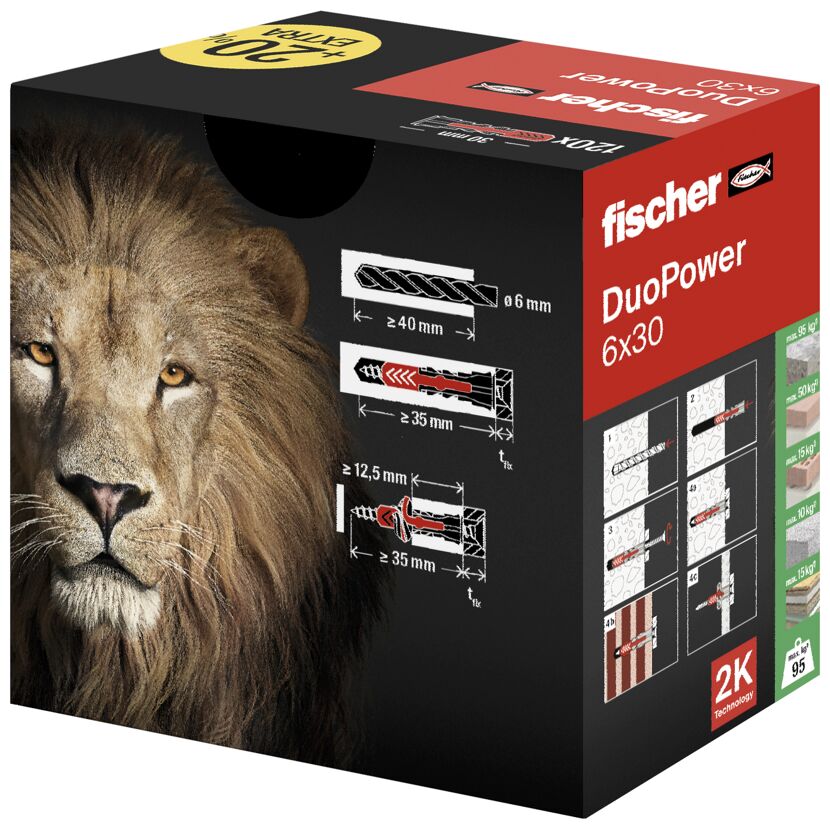Dübel 'DuoPower' 6 x 30 mm 120 Stück